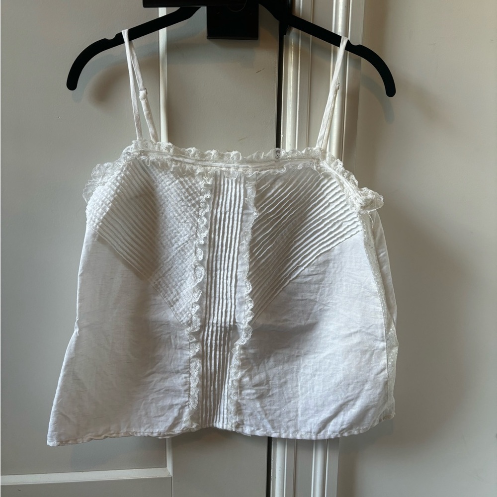 Sezane - White Lace Spaghetti Strap Blouse - 38/US6